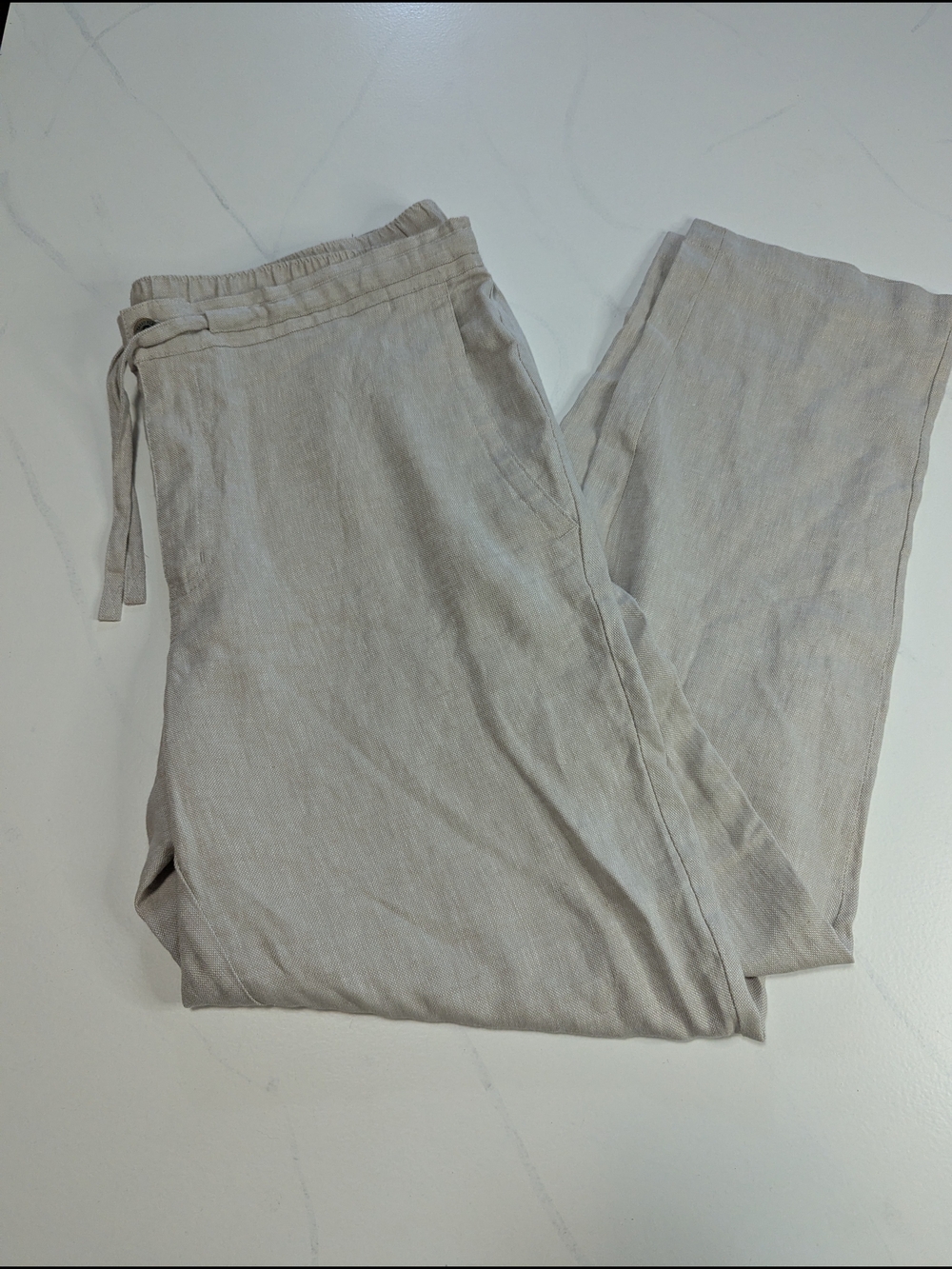 Tasso Elba Men's Linen Blend Drawstring Pants Size XL Natural Tan Beige Beach EC